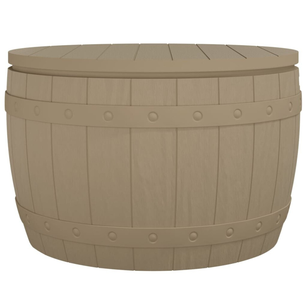 Vidaxl (Light Brown) 3-In-1 Garden Storage Box Outdoor Side Table Deck Chair Polypropylene