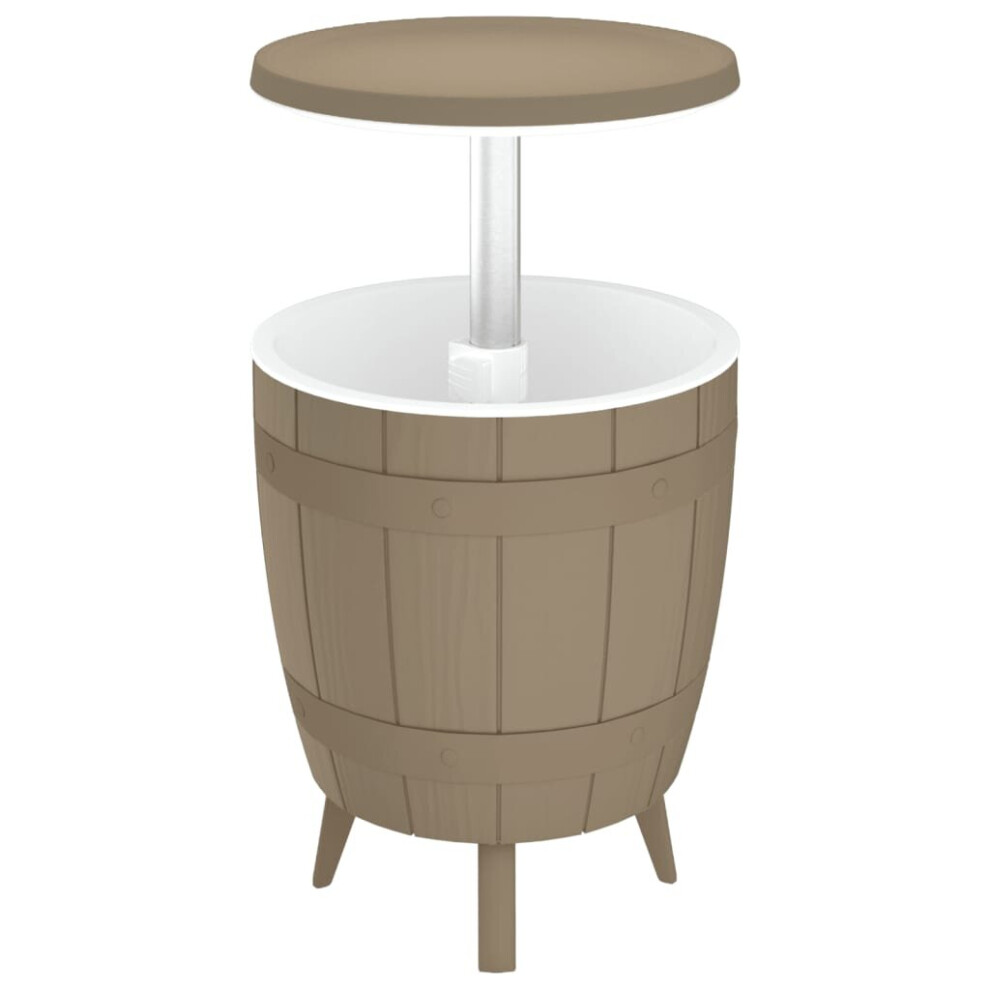 Vidaxl (Light Brown) 3-In-1 Ice Cooler Table Cool Bar Portable Serving Table Polypropylene