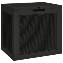 (black) vidaXL Garden Storage Box Outdoor Deck Tool Storage Box Table Polypropylene