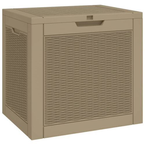 VidaXL (light brown) vidaXL Garden Storage Box Outdoor Deck Tool Storage Box Table Polypropylene 1