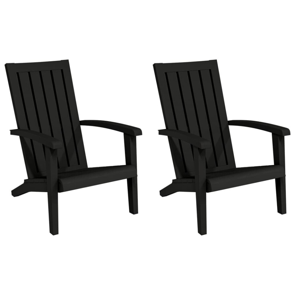 Vidaxl (Black, 2 Pcs) Garden Adirondack Chairs Outdoor Chair Lounger Chair Polypropylene