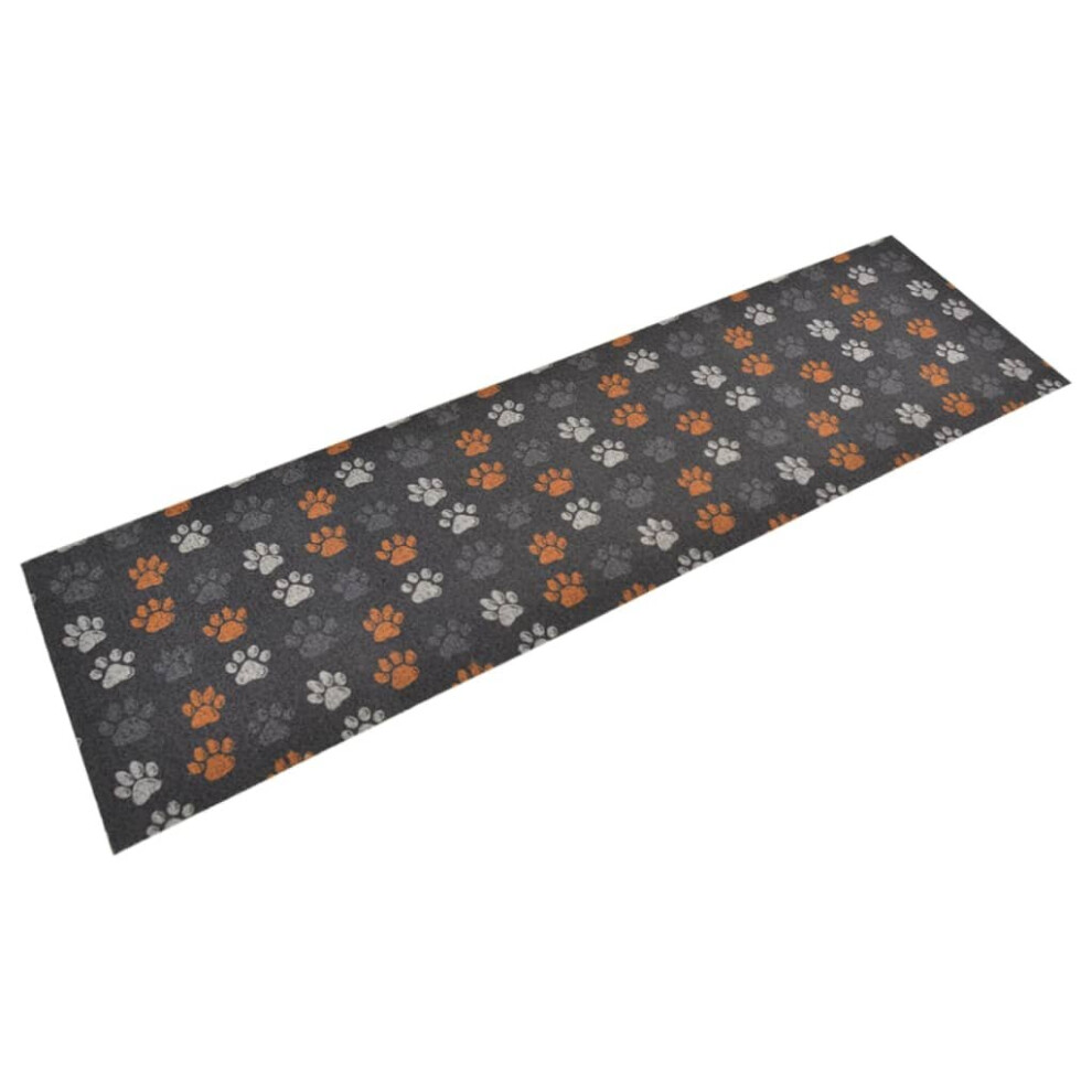 Vidaxl (Grey With Paw Prints, 45 X 150 Cm) Kitchen Rug Anti Fatigue Mat Runner Rug Washable Floor Carpet Velvet