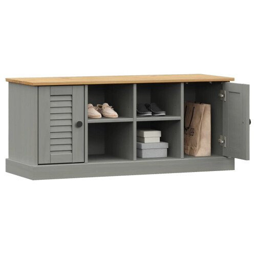 VidaXL (grey) vidaXL Shoe Bench Storage Bench Shoe Storage Cupboard VIGO Solid Wood Pine 1