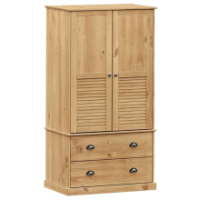 (brown) vidaXL Wardrobe Closet Clothes Wooden Storage Organiser VIGO Solid Wood Pine