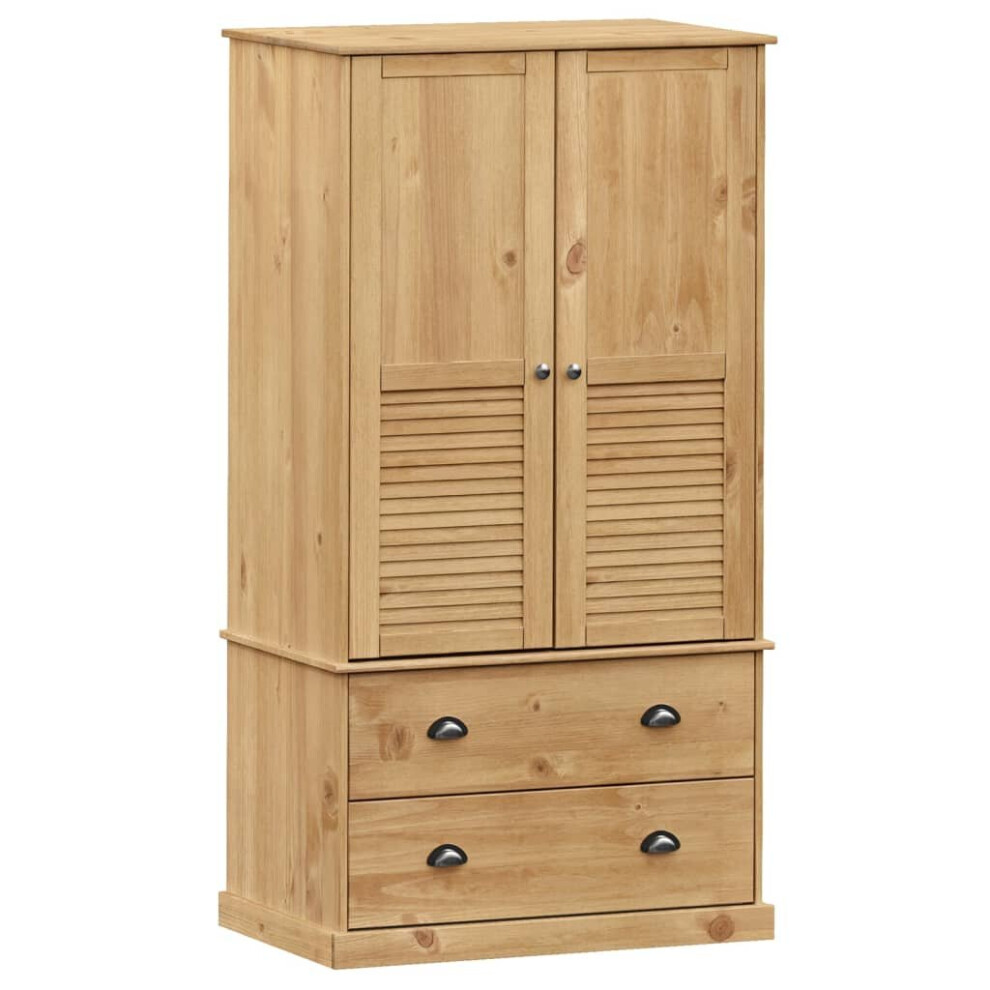 Vidaxl (Brown) Wardrobe Closet Clothes Wooden Storage Organiser Vigo Solid Wood Pine