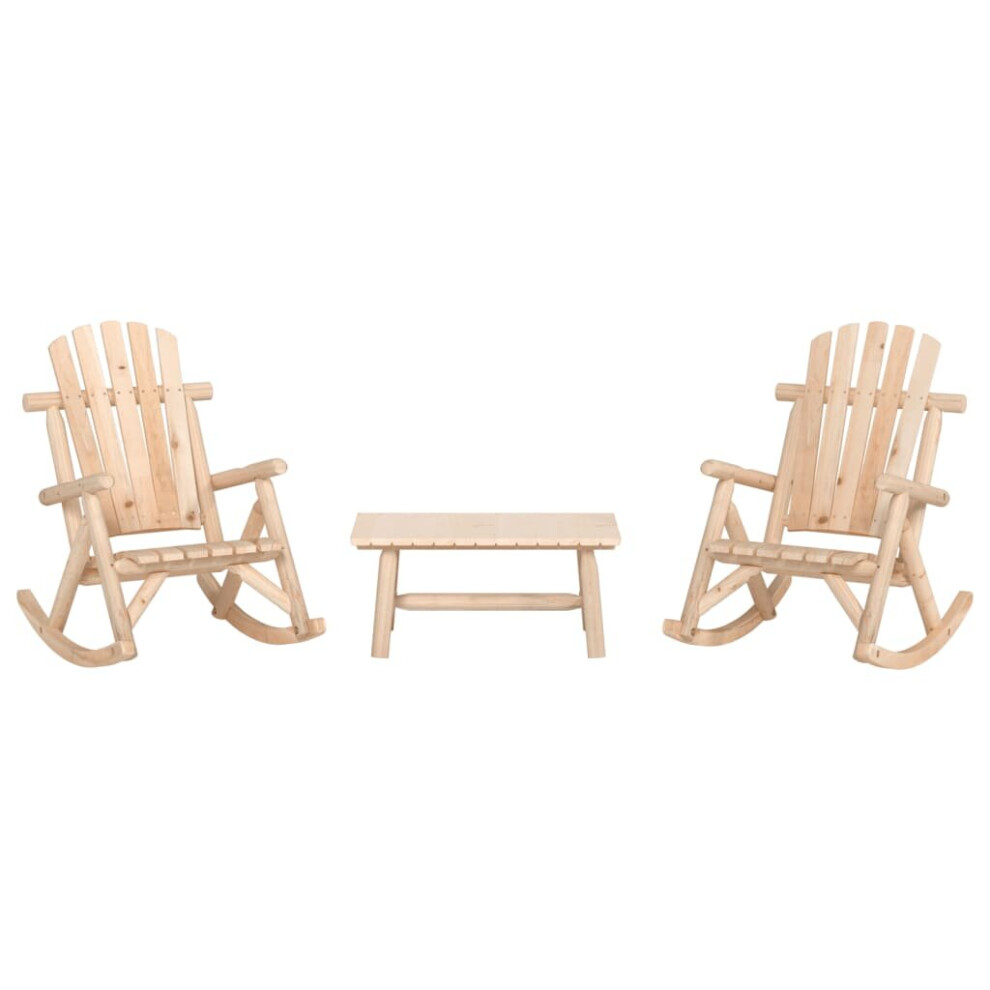 Vidaxl (Brown, Table + 2X Armchair) Garden Lounge Set Wooden Outdoor Table And Chairs Solid Wood Spruce