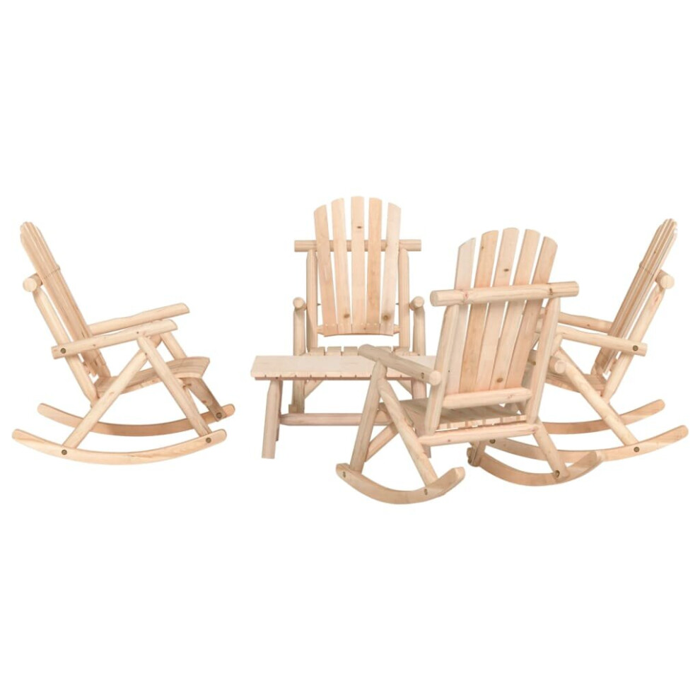 Vidaxl (Brown, 4X Armchair + Table) Garden Lounge Set Wooden Outdoor Table And Chairs Solid Wood Spruce