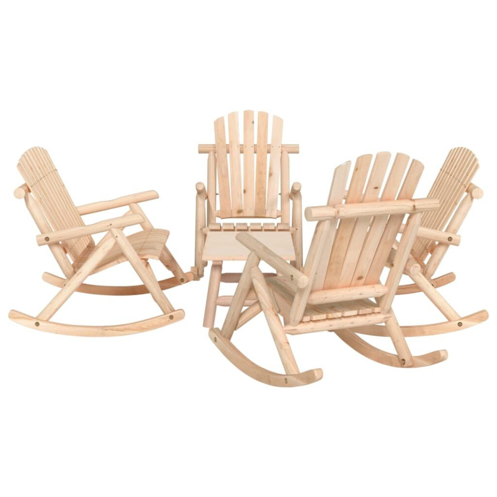 Vidaxl (Brown, 2X Armchair + 2X Bench + Table) Garden Lounge Set Wooden Outdoor Table And Chairs Solid Wood Spruce