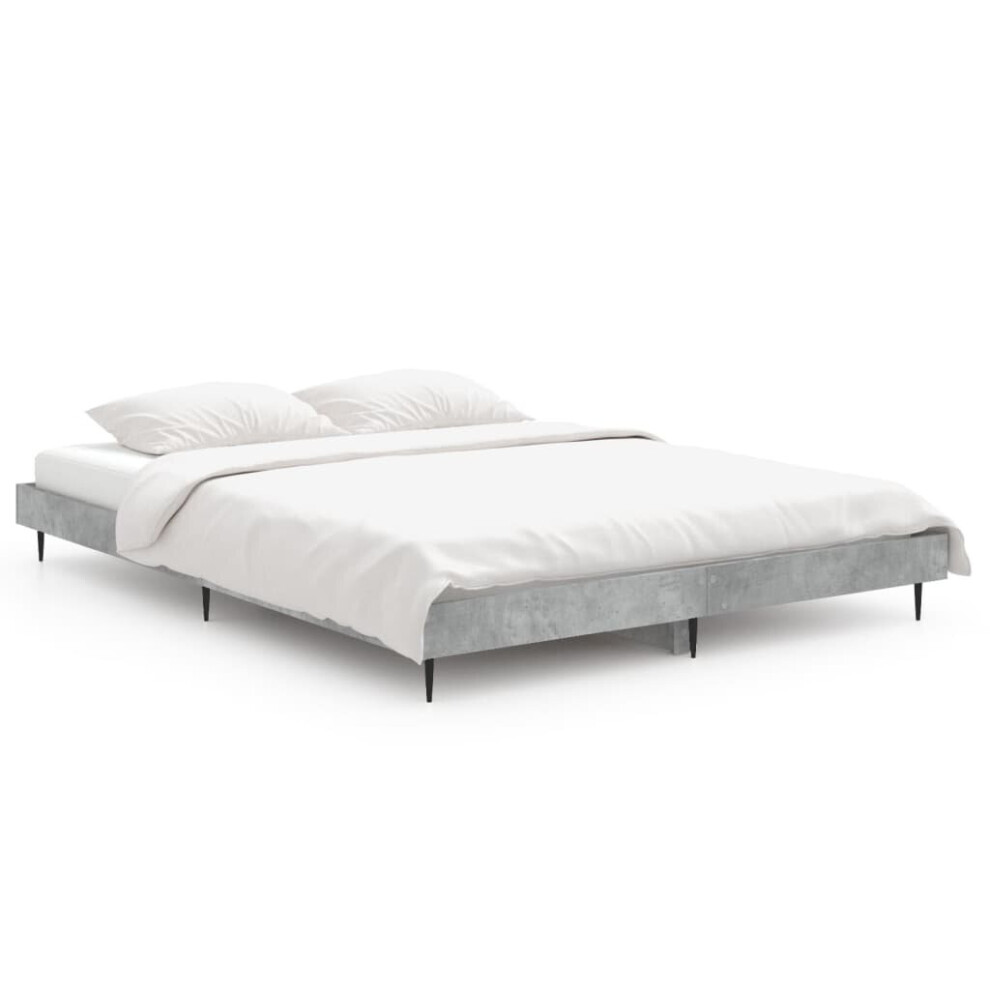 Vidaxl (Concrete Grey, 140 X 190 Cm) Bed Frame Bedroom Platform Bed Frame Bedstead Bed Base Engineered Wood