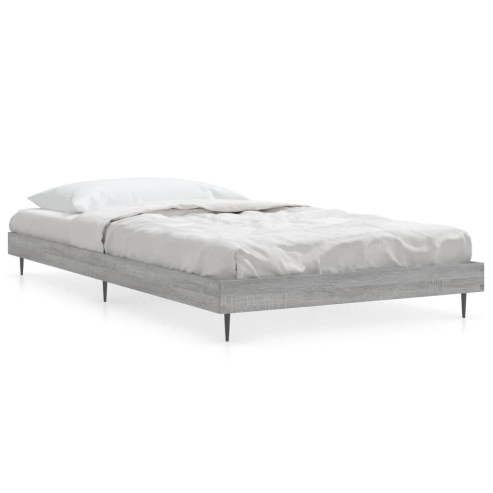 Vidaxl (Grey Sonoma, 90 X 190 Cm) Bed Frame Bedroom Platform Bed Frame Bedstead Bed Base Engineered Wood