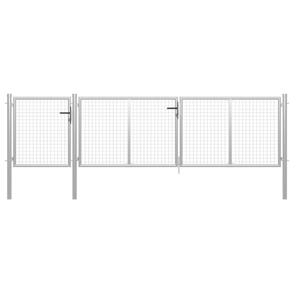 (silver, 400 X 75 cm) vidaXL Garden Gate Lawn Fence Door Mesh Patio Outdoor Gate Galvanised Steel