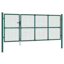 vidaXL Maschen-Gartentor Grün 350x125 cm Verzinkter Stahl