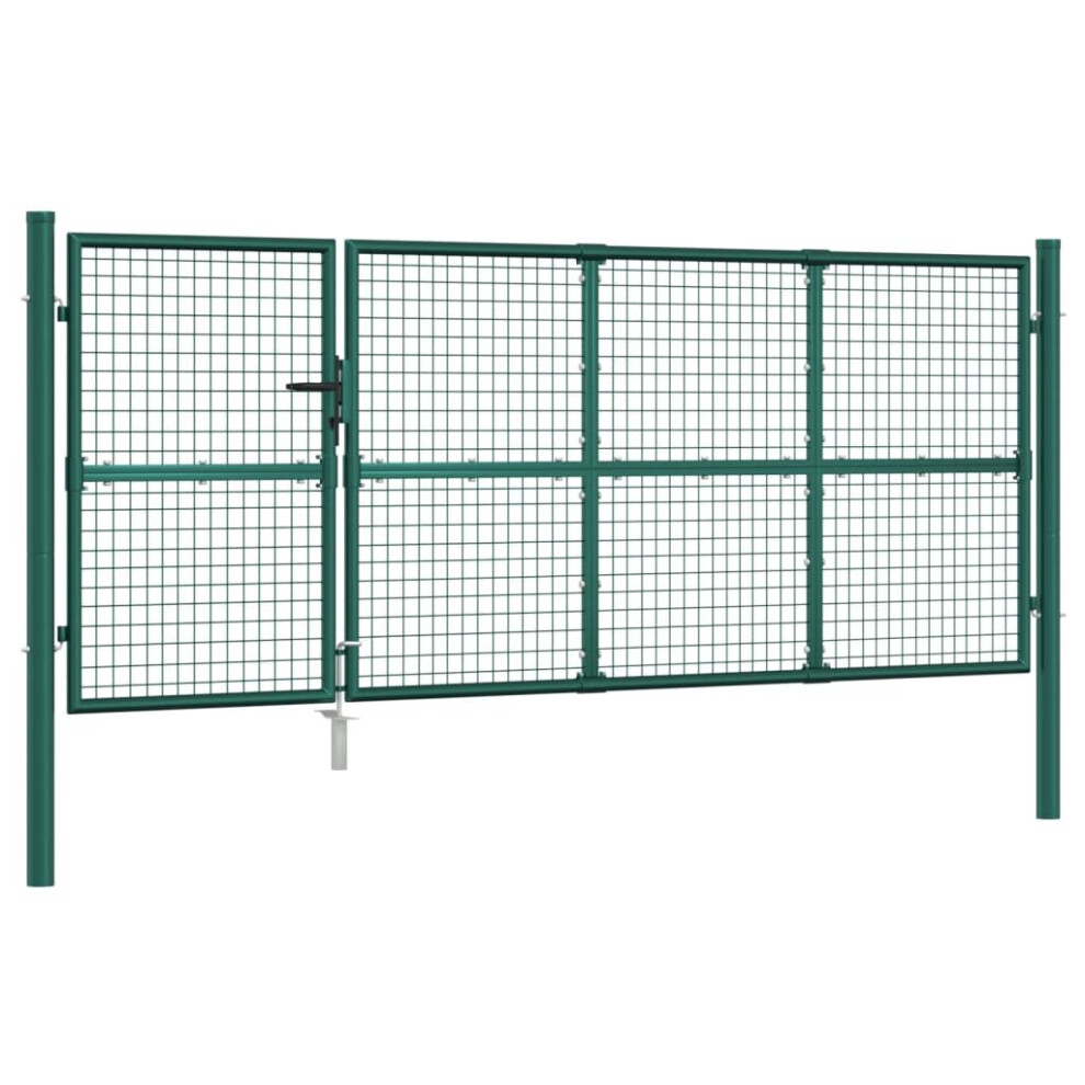 Vidaxl (Green, 350 X 175 Cm) Garden Gate Lawn Fence Door Mesh Patio Outdoor Gate Galvanised Steel