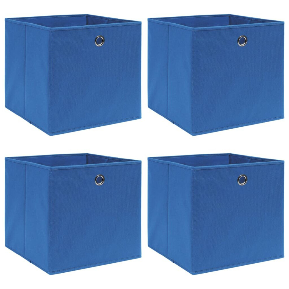 vidaXL Storage Boxes Storage Cube Organiser Box Foldable Box 4 pcs Blue Fabric