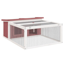 (mocha) vidaXL Rabbit Hutch Rabbit Run Bunny House Wooden Animal House Solid Wood Pine