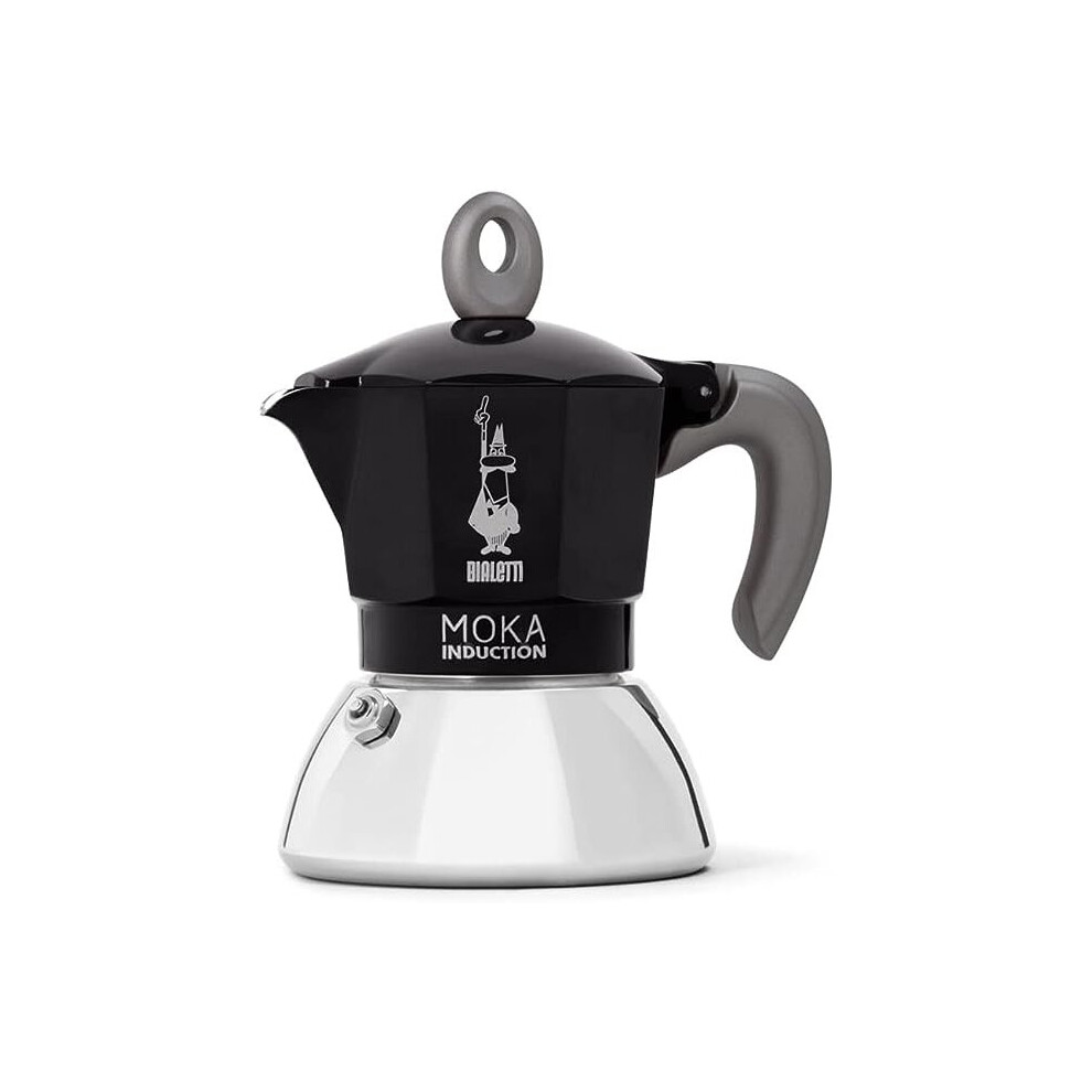 Bialetti New Moka Induction Induction Coffee Maker, 2 Cups, 90 milliliters, Aluminium, Black