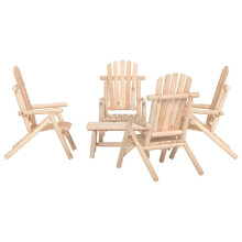 (brown, 4x chair + table) vidaXL Garden Lounge Set Wooden Outdoor Table and Chairs Solid Wood Spruce