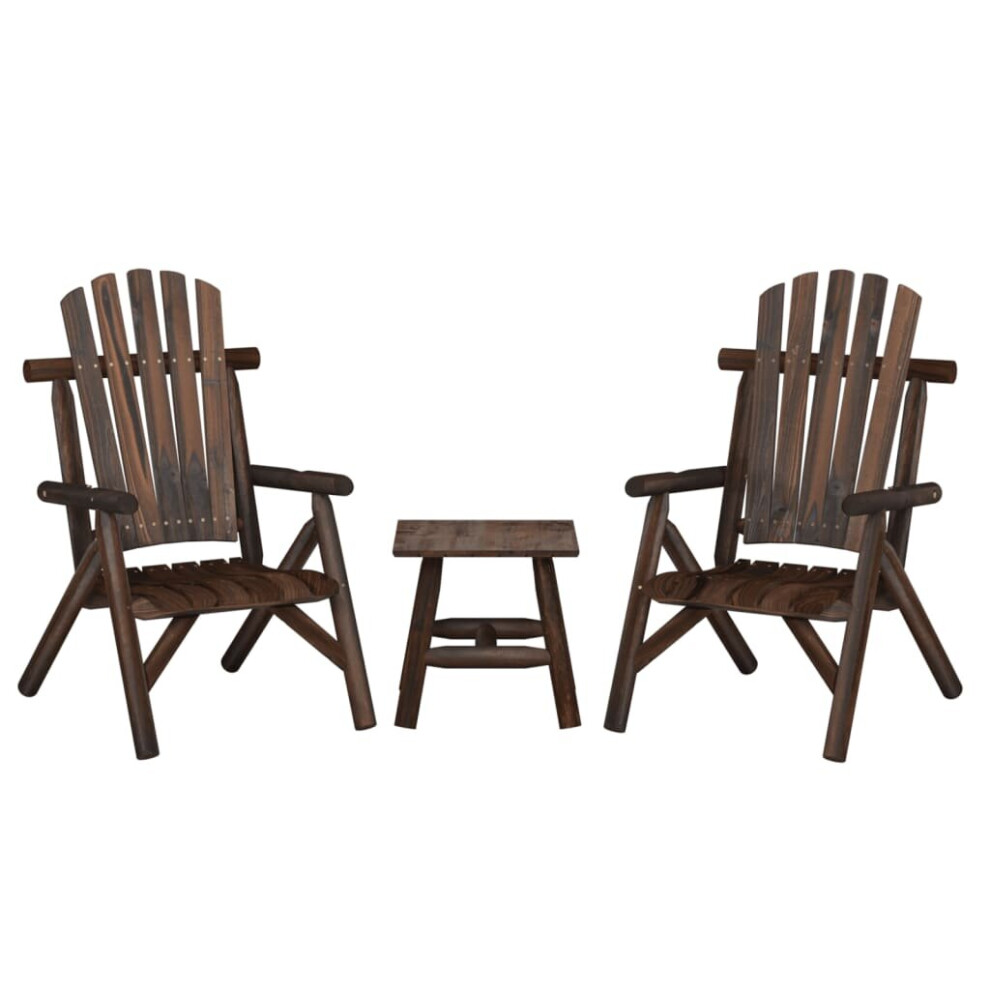 (dark brown, 2x chair + table) vidaXL Garden Lounge Set Outdoor Table and Chairs 3 Piece Solid Wood Spruce