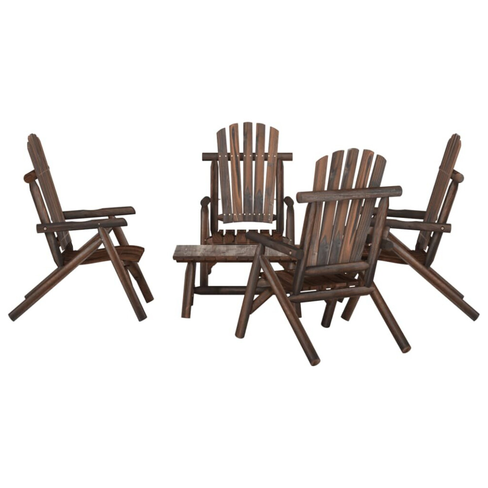 (dark brown, 4x chair + table) vidaXL Garden Lounge Set Outdoor Table and Chairs 3 Piece Solid Wood Spruce