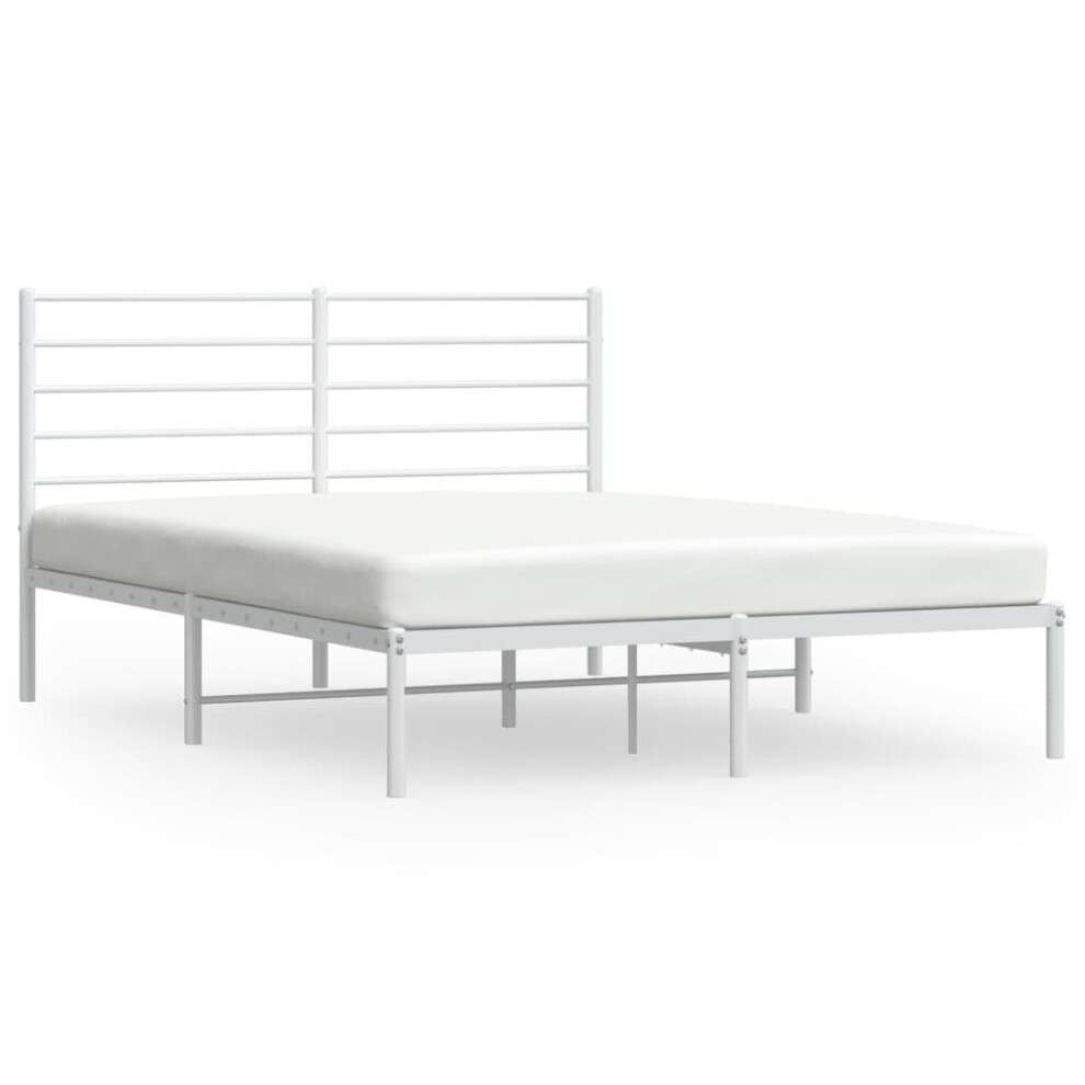 Vidaxl (White, 120 X 190 Cm/With Headboard) Metal Bed Frame With Headboard Bed Base Mattress Foundation Bedstead
