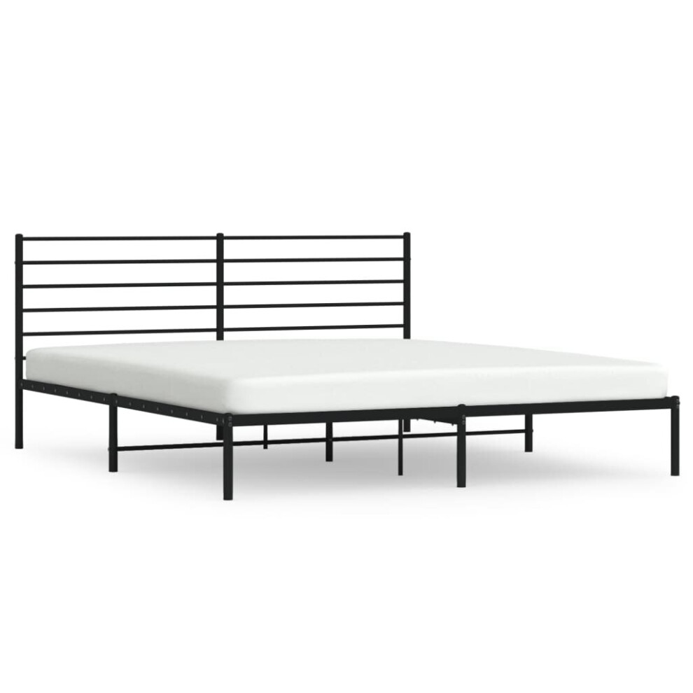Vidaxl (Black, 183 X 213 Cm/With Headboard) Metal Bed Frame With Headboard Bed Base Mattress Foundation Bedstead