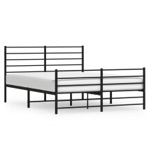 (black, 120 x 190 cm/with headboard & footboard) vidaXL Metal Bed Frame with Headboard Bed Base Mattress Foundation Bedstead