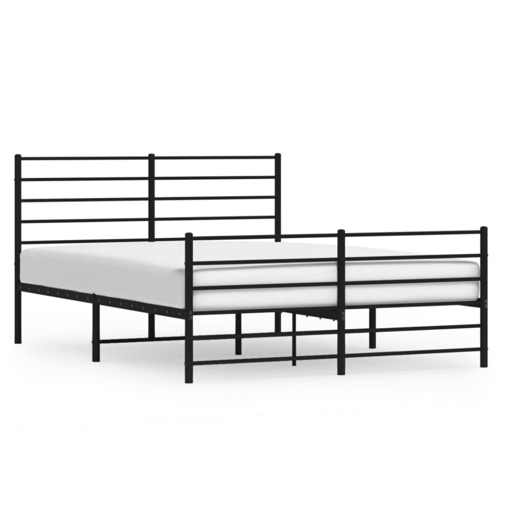 Vidaxl (Black, 120 X 190 Cm/With Headboard & Footboard) Metal Bed Frame With Headboard Bed Base Mattress Foundation Bedstead
