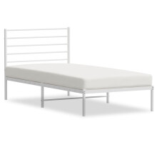(white, 90 x 190 cm/with headboard) vidaXL Metal Bed Frame with Headboard Bed Base Mattress Foundation Bedstead
