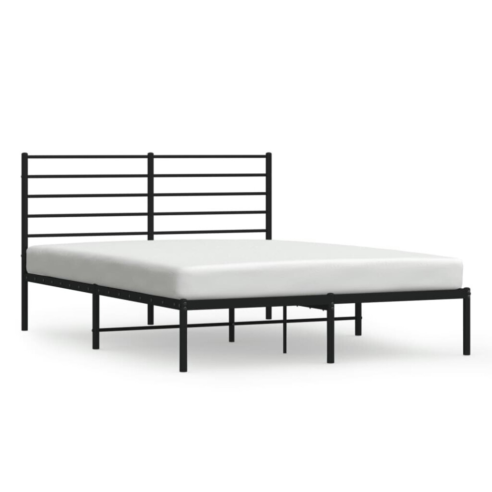 Vidaxl (Black, 120 X 200 Cm/With Headboard) Metal Bed Frame With Headboard Bed Base Mattress Foundation Bedstead