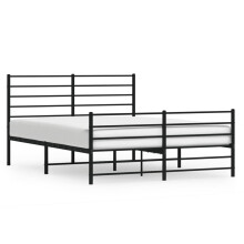 (black, 150 x 200 cm/with headboard & footboard) vidaXL Metal Bed Frame with Headboard Bed Base Mattress Foundation Bedstead