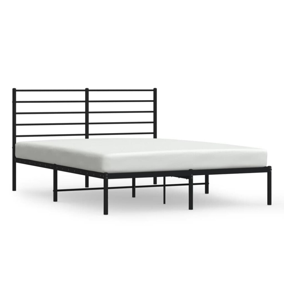 (black, 140 X 190 cm/with headboard) vidaXL Metal Bed Frame With Headboard Bed Base Mattress Foundation Bedstead