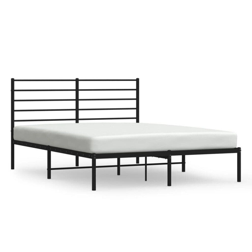 Vidaxl (Black, 120 X 190 Cm/With Headboard) Metal Bed Frame With Headboard Bed Base Mattress Foundation Bedstead