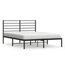 (black, 135 x 190 cm/with headboard) vidaXL Metal Bed Frame with Headboard Bed Base Mattress Foundation Bedstead