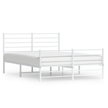(white, 135 x 190 cm/with headboard & footboard) vidaXL Metal Bed Frame with Headboard Bed Base Mattress Foundation Bedstead