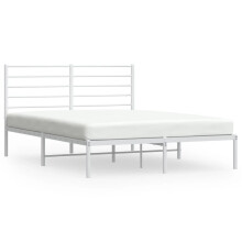 (white, 120 x 200 cm/with headboard) vidaXL Metal Bed Frame with Headboard Bed Base Mattress Foundation Bedstead