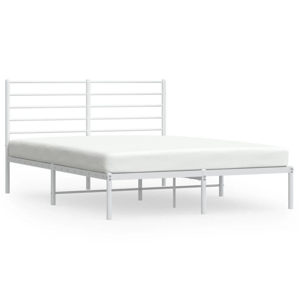 Vidaxl (White, 120 X 200 Cm/With Headboard) Metal Bed Frame With Headboard Bed Base Mattress Foundation Bedstead