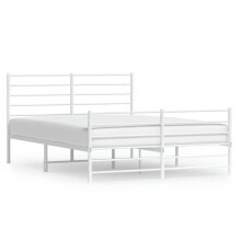 (white, 140 x 200 cm/with headboard & footboard) vidaXL Metal Bed Frame with Headboard Bed Base Mattress Foundation Bedstead