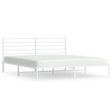 (white, 200 x 200 cm/with headboard) vidaXL Metal Bed Frame with Headboard Bed Base Mattress Foundation Bedstead