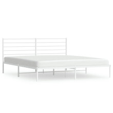 (white, 193 x 203 cm/with headboard) vidaXL Metal Bed Frame with Headboard Bed Base Mattress Foundation Bedstead