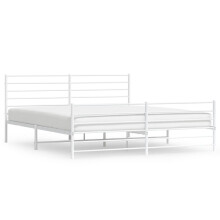 (white, 183 x 213 cm/with headboard & footboard) vidaXL Metal Bed Frame with Headboard Bed Base Mattress Foundation Bedstead