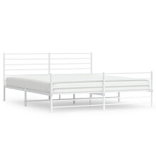(white, 193 x 203 cm/with headboard & footboard) vidaXL Metal Bed Frame with Headboard Bed Base Mattress Foundation Bedstead
