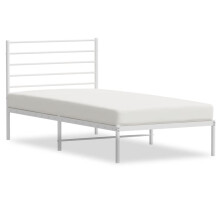 (white, 90 x 200 cm/with headboard) vidaXL Metal Bed Frame with Headboard Bed Base Mattress Foundation Bedstead