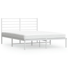 (white, 140 x 190 cm/with headboard) vidaXL Metal Bed Frame with Headboard Bed Base Mattress Foundation Bedstead
