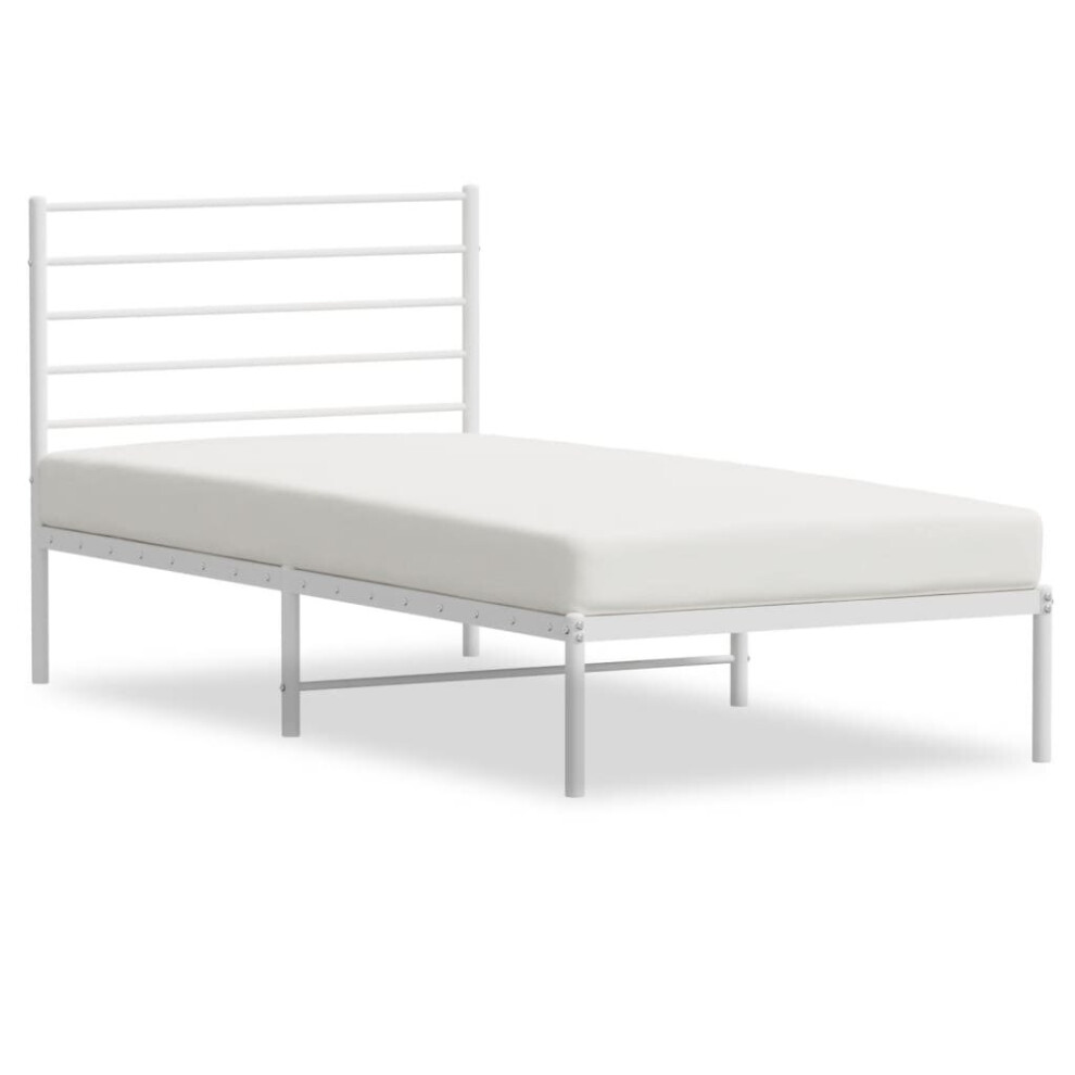 Vidaxl (White, 80 X 200 Cm/With Headboard) Metal Bed Frame With Headboard Bed Base Mattress Foundation Bedstead