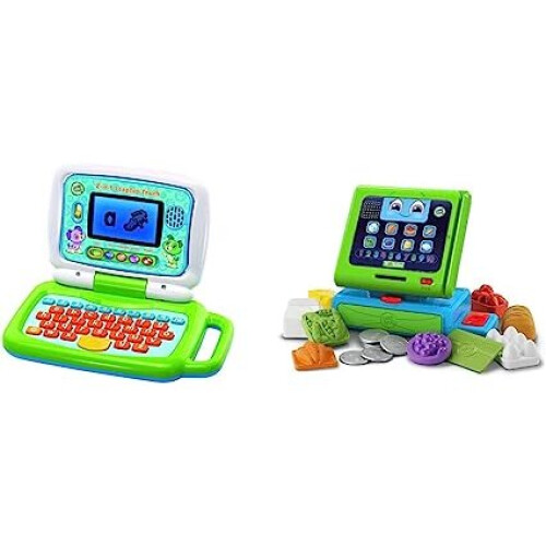 LeapFrog LeapFrog 2 in 1 LeapTop Touch Laptop, Green, Learning Tablet, for Kids Ages 2 Years + & Count Along Till Educational Interactive Toy Shop With 20