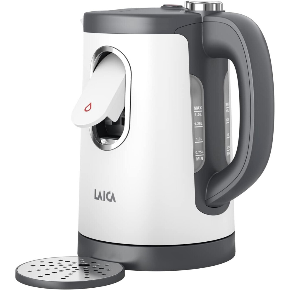 LAICA Dual Flo Electric Kettle - One-Cup Fast Boil Hot Water Dispenser - 1.5L Capacity - Hot Drinks in less than 60 seconds