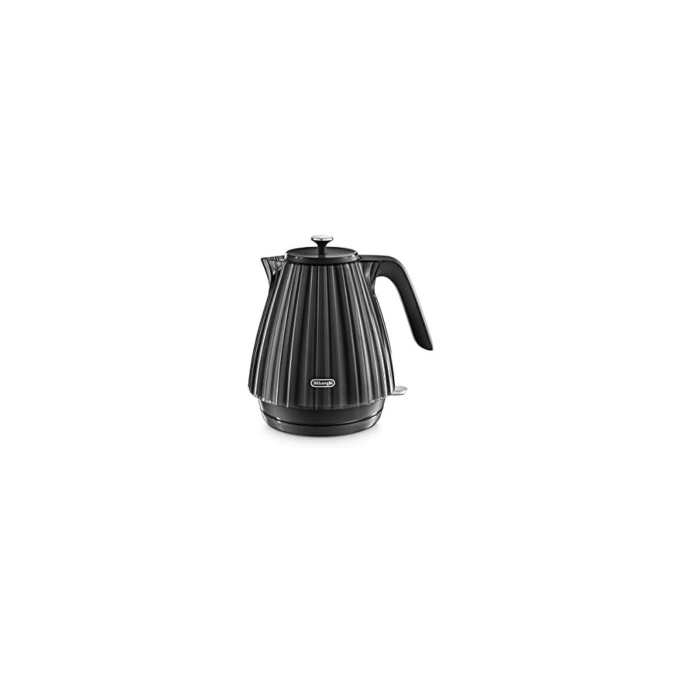 De'Longhi Ballerina Electric Kettle, 360 Swivel Base, Water Level Indicator, Cord Storage, KBD3001.BK, 3000 W, UK PLUG, Black