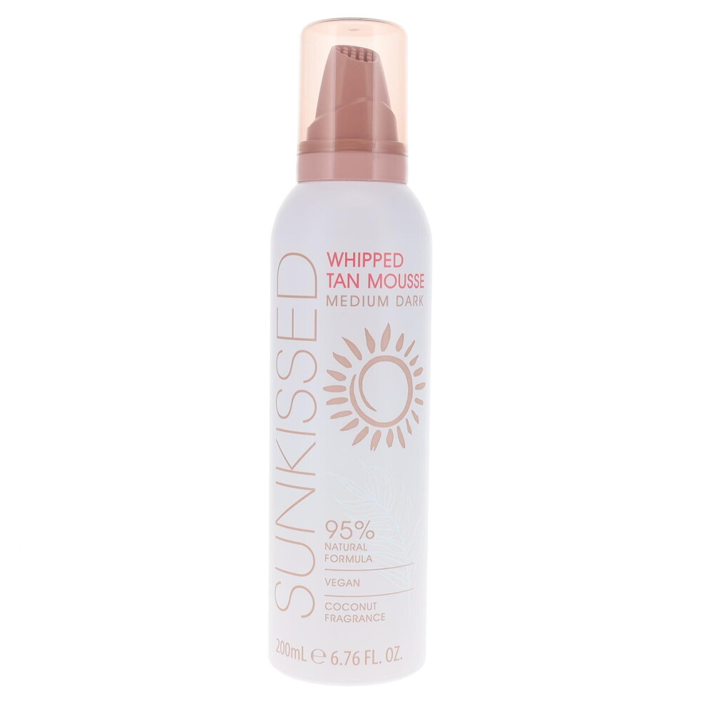 Sunkissed Whipped Tan Mousse 200ml - Medium to Dark  - 92% Natural Formula - Vegan - Coconut Fragrance