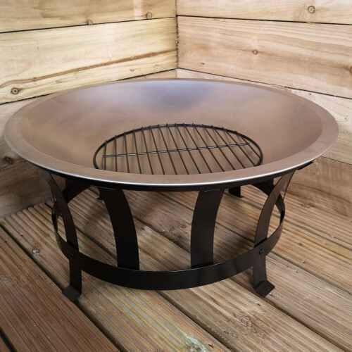 60cm Garden Fire Pit Bowl/ BBQ Grill and Mesh Lid 2