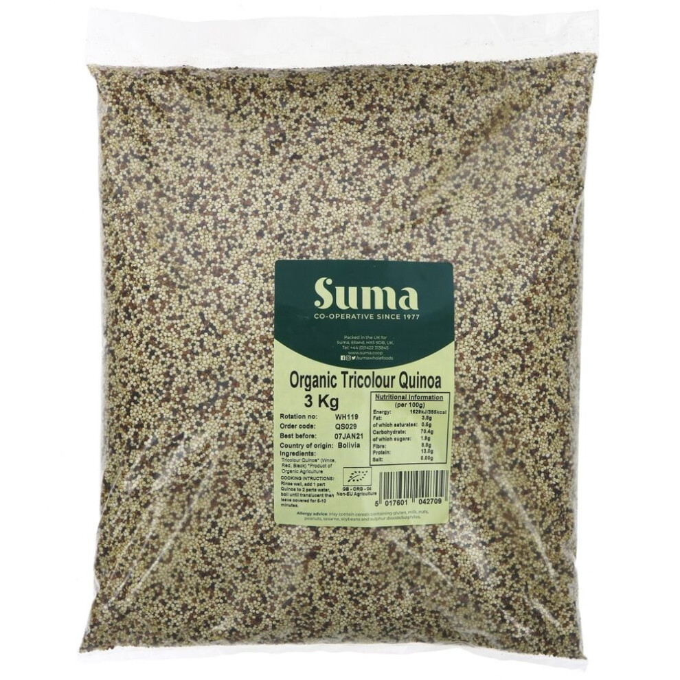 Suma Bagged Down Organic Tricolour Quinoa 3kg